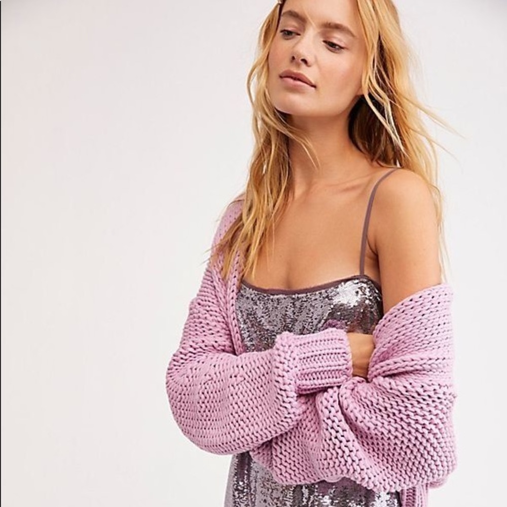Free People Glow For It Cropped Chunky Cardigan